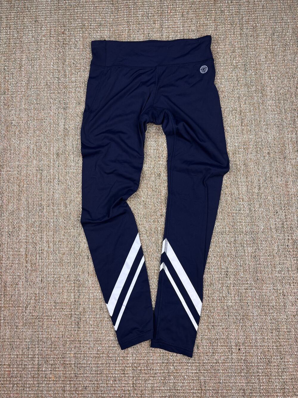 🏃‍♀️ Tory Sport Navy Stripe Leggings | S/P